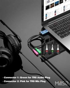 img 3 attached to 🎧 MillSO USB Audio Adapter - Stereo External Sound Card, USB to 3.5mm TRS Headphone + Microphone Audio Jack Splitter for Dual-Plug Gaming Headset - Laptop, Desktop, PC, PS4, PS5 Compatible [Built-in Chip - 1 FT]