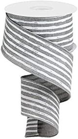 img 1 attached to 🎀 Premium Grey & White Vertical Stripe Wired Edge Ribbon - 10 Yards (2.5") - Versatile and Stylish Crafting Supply