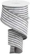 🎀 premium grey & white vertical stripe wired edge ribbon - 10 yards (2.5") - versatile and stylish crafting supply logo