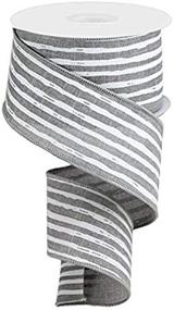 img 2 attached to 🎀 Premium Grey & White Vertical Stripe Wired Edge Ribbon - 10 Yards (2.5") - Versatile and Stylish Crafting Supply