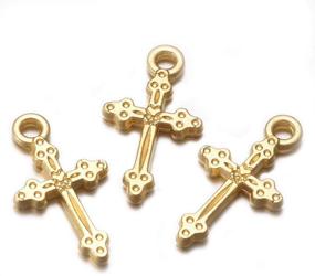 img 2 attached to 📿 100pcs Antique Gold Jesus Christ Cross Charms Pendants: Perfect for DIY Crafting Jewelry Making