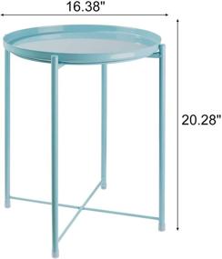 img 3 attached to 🔵 danpinera Round Metal Side Table - Waterproof Removable Tray Accent Table for Indoor & Outdoor Use (Gray Blue)