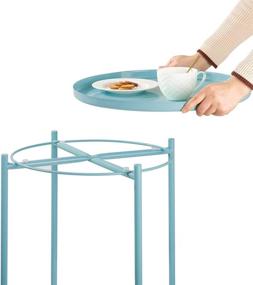 img 2 attached to 🔵 danpinera Round Metal Side Table - Waterproof Removable Tray Accent Table for Indoor & Outdoor Use (Gray Blue)