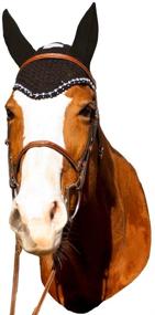 img 1 attached to Stylish Equine Couture Fly Bonnet adorned with Crystals – Ultimate Fly Protection for Horses