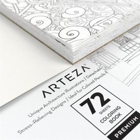 img 2 attached to Arteza Architecture Designs Adult Coloring Book, 6.4 x 6.4 Inches, 72 Sheets, Travel-Sized Anxiety Coloring Book with Thick 100-lb Paper, Art Supplies for Relaxation, Reflection, and Stress Relief