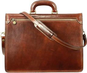 img 1 attached to 👜 Handmade Brown Classic Style Full Grain Leather Laptop Bag Briefcase – Time Resistance