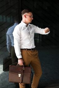 img 3 attached to 👜 Handmade Brown Classic Style Full Grain Leather Laptop Bag Briefcase – Time Resistance