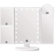 🔮 fascinate trifold vanity mirror: illuminating makeup mirror with 21 led lights, adjustable brightness, and 3 magnification options - perfect women's xmas gift! logo