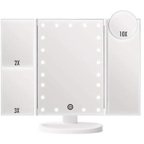 img 4 attached to 🔮 FASCINATE Trifold Vanity Mirror: Illuminating Makeup Mirror with 21 LED Lights, Adjustable Brightness, and 3 Magnification Options - Perfect Women's Xmas Gift!