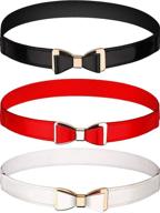 👗 set of 3 women's skinny waist belts with thin stretchy bow for dresses - 3 color options logo