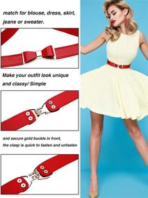 img 2 attached to 👗 Set of 3 Women's Skinny Waist Belts with Thin Stretchy Bow for Dresses - 3 Color Options