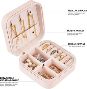 img 3 attached to Portable Travel Jewelry Organizer Case - Pink, Ideal Gift for Girls and Women - Rings, Earrings, Necklace Storage Display