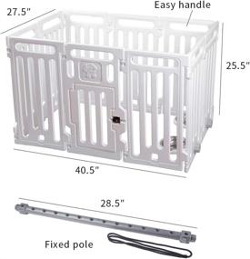 img 3 attached to 🐶 VATO White Transformable Playpen Panels: Multi-functional Pet Fence, Cage, and Gate - With Waterproof Cover, Mat, Build-in Basins, and Lockable Door (VF-001)