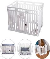 🐶 vato white transformable playpen panels: multi-functional pet fence, cage, and gate - with waterproof cover, mat, build-in basins, and lockable door (vf-001) logo