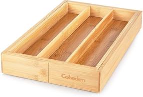 img 2 attached to Bamboo Expandable Drawer Organizer by Coheden - Premium Cutlery and Utensil Tray - Versatile Organizer, Ideal for All Drawer Sizes - Crafted from 100% Pure Bamboo (Medium size: 3-5 Compartments)