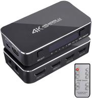 high-performance hdmi switch 4x1 with audio extractor, 4k@60hz ultra hd switcher, arc function, 3d & 1080p @120hz support, hdtv compatible (ir wireless remote control) logo