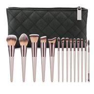 👝 aolongli 14-piece makeup brushes set with zip bag - professional kabuki brush set, premium synthetic hair, ideal for foundation, eyeshadow, powder blending, eyebrow & eyelash brushes - cosmetic makeup brush kit in champagne gold logo