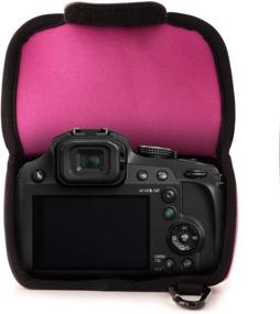 img 1 attached to 📷 MegaGear Hot Pink Neoprene Camera Case for Panasonic Lumix DC-FZ80, FZ82, DC-FZ70, FZ72 - Lightweight with Carabiner - MG1168