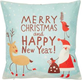 img 2 attached to 🎄 Juvale 18x18 Holiday Throw Pillow Covers - Merry Christmas, Seasons Tidings, Happy New Year (6 Pack)