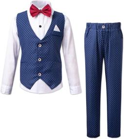 img 3 attached to 👔 Kids' Tuxedo Suit Set with Button Down Bowtie Shirt, Pants, and Vest - Perfect for Gentleman Wedding Party Dress