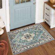 🏞️ lahome persian floral medallion area rug - 2x3 teal/aqua distressed small entryway rug doormat" logo