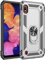 a10e case military protection with built-in 360 rotation kickstand support car magnetic holder for samsung galaxy a10e silver logo