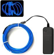 🔵 neon glow rope light: el wire blue, 16.4ft/5m with battery pack – perfect for parties and halloween decoration! логотип