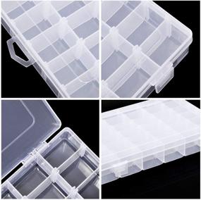 img 1 attached to 🔳 Berolle 4 Pack 36 Grids Adjustable Dividers Clear Storage Organizers: Perfect for Beads, Jewelry, Rhinestones, and Crafts!