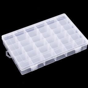 img 2 attached to 🔳 Berolle 4 Pack 36 Grids Adjustable Dividers Clear Storage Organizers: Perfect for Beads, Jewelry, Rhinestones, and Crafts!