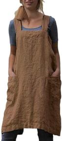 img 4 attached to Womens Pinafore Apron Pockets Cotton Kitchen & Dining in Kitchen & Table Linens