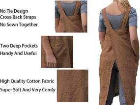 img 1 attached to Womens Pinafore Apron Pockets Cotton Kitchen & Dining in Kitchen & Table Linens