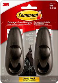 img 4 attached to Command Large Forever Classic Metal Hook, Oil Rubbed Bronze: Damage-Free Decorative Storage Solution with 2 Hooks and 4 Strips