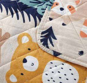 img 1 attached to 🐻 Adorable Kids Quilt Bedspreads Twin Size Bear Bedding Set with Forest Animals, Lightweight Reversible Coverlets Set, Including Deer Owl Bedding and Pillow Shams