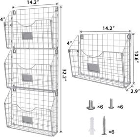 img 2 attached to Office and Home Wall File Organizer - 3-Tier Metal Folder Holder with Tag Slot, Stackable Design for Easy Organization on Wall and Door, Silver Finish (Patent Pending)