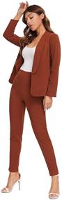 img 2 attached to SheIn Women's Open Front Solid Blazer Two Piece Slant Pocket Pants Set: Chic and Coordinated Outfit for Fashionable Ladies