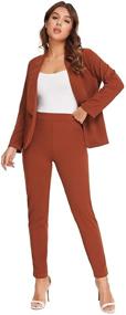 img 4 attached to SheIn Women's Open Front Solid Blazer Two Piece Slant Pocket Pants Set: Chic and Coordinated Outfit for Fashionable Ladies