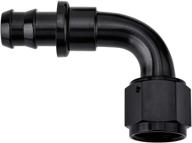 evil energy 6an 90° push lock hose fitting black (end) logo