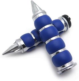 img 4 attached to 🚴 Billet Rubber 1" 25mm Handlebar Grips: Chrome Blue, Compatible with Harley XL Sportster 883 1200 - HTTMT TRHB114A-25