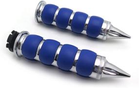 img 2 attached to 🚴 Billet Rubber 1" 25mm Handlebar Grips: Chrome Blue, Compatible with Harley XL Sportster 883 1200 - HTTMT TRHB114A-25