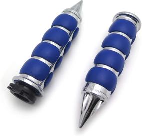 img 1 attached to 🚴 Billet Rubber 1" 25mm Handlebar Grips: Chrome Blue, Compatible with Harley XL Sportster 883 1200 - HTTMT TRHB114A-25