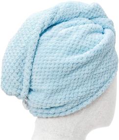 img 3 attached to 👩 Enetix 2-Pack Microfiber Hair Towel Wrap for Women, 10x27 Super Absorbent Anti-Frizz Hair Turban, Quick-Drying Hair Towels with Button (Baby Blue, Patterned)