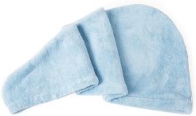 img 1 attached to 👩 Enetix 2-Pack Microfiber Hair Towel Wrap for Women, 10x27 Super Absorbent Anti-Frizz Hair Turban, Quick-Drying Hair Towels with Button (Baby Blue, Patterned)