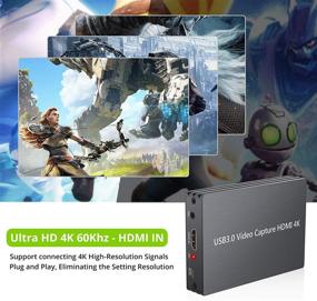 img 1 attached to Enhance Gaming Experience with CAMWAY 4k HDMI Video Game Capture Card: HDMI to USB 3.0 Adapter for High-Quality Streaming and Recording on Windows, Linux, Mac OS, YouTube, OBS, Twitch