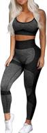 🏋️ oqq exercise outfits for women: 2 piece seamless yoga set with high waist leggings and sport bra logo