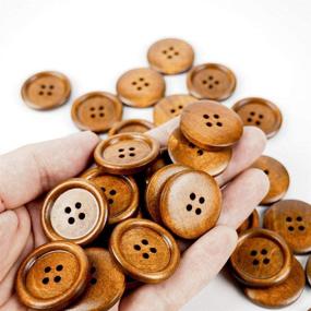 img 2 attached to 🌳 Premium 1 Inch Wooden Buttons: 50 Pcs, Craft Clothing Essential, Brown Color, 4 Hole, Chestnut Made