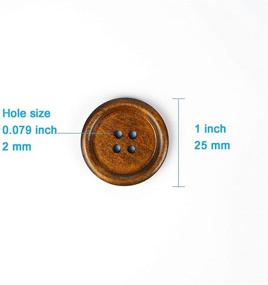 img 3 attached to 🌳 Premium 1 Inch Wooden Buttons: 50 Pcs, Craft Clothing Essential, Brown Color, 4 Hole, Chestnut Made