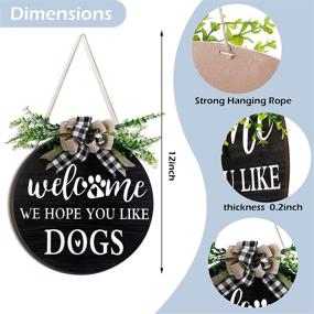 img 3 attached to 🐶 Dog Lovers Welcome Sign with Branch and Plaid Bow Decoration - Ideal Housewarming Present, Farmhouse Front Door Porch Home Decor - Vibrant Style