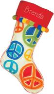 dimensions applique peace signs stocking logo
