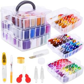 img 4 attached to Shynek Embroidery Floss Friendship Bracelet String Kit with Organizer - 199 Pcs, 162 Colors, 37 Cross Stitch Threads - Perfect for Embroidery and Friendship Bracelets