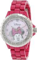 sparkling in pink: disney women's 56270-1c minnie mouse enamel watch logo